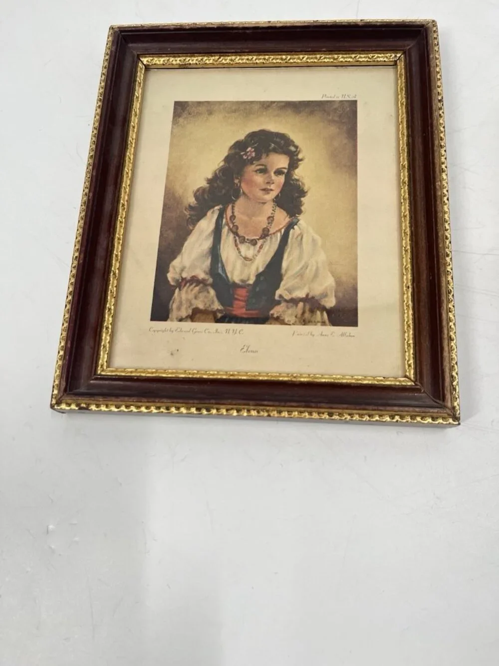 Vintage Ann C Allaban Framed Portrait Prints Elena Chiko Ornate Wood Cottagecore